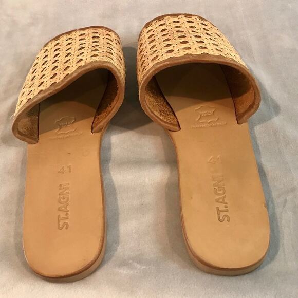 St. Agni brown/cream slip-on flat slides size 41 - Picture 2 of 4